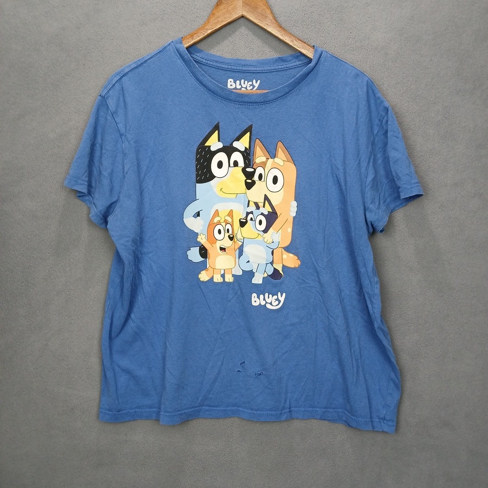 Bluey T Shirt Women XL Blue Bingo Dad Mom Characters Family Graphic Short Sleeve